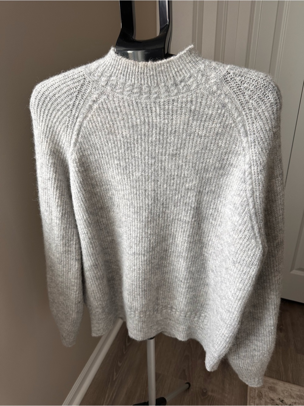 Sezan Otis Jumper Light Gray Mock Neck Sweater - Women's Cozy Knit